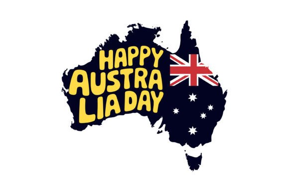 Happy Australia Day Map Graphic for T-Shirt Designs